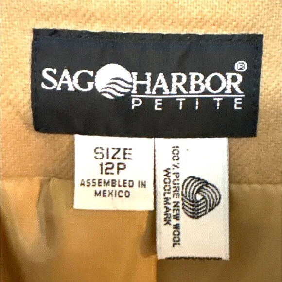Sag Harbor Petite Womens Camel Wool Blazer Size 12P Single Button - Picture 2 of 6